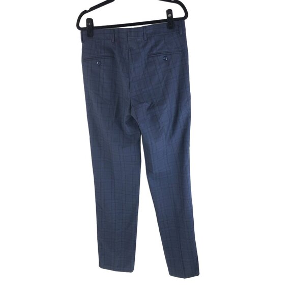 Berle Mens Navy Plaid Dress Pants 33R 33x35 - Picture 2 of 4